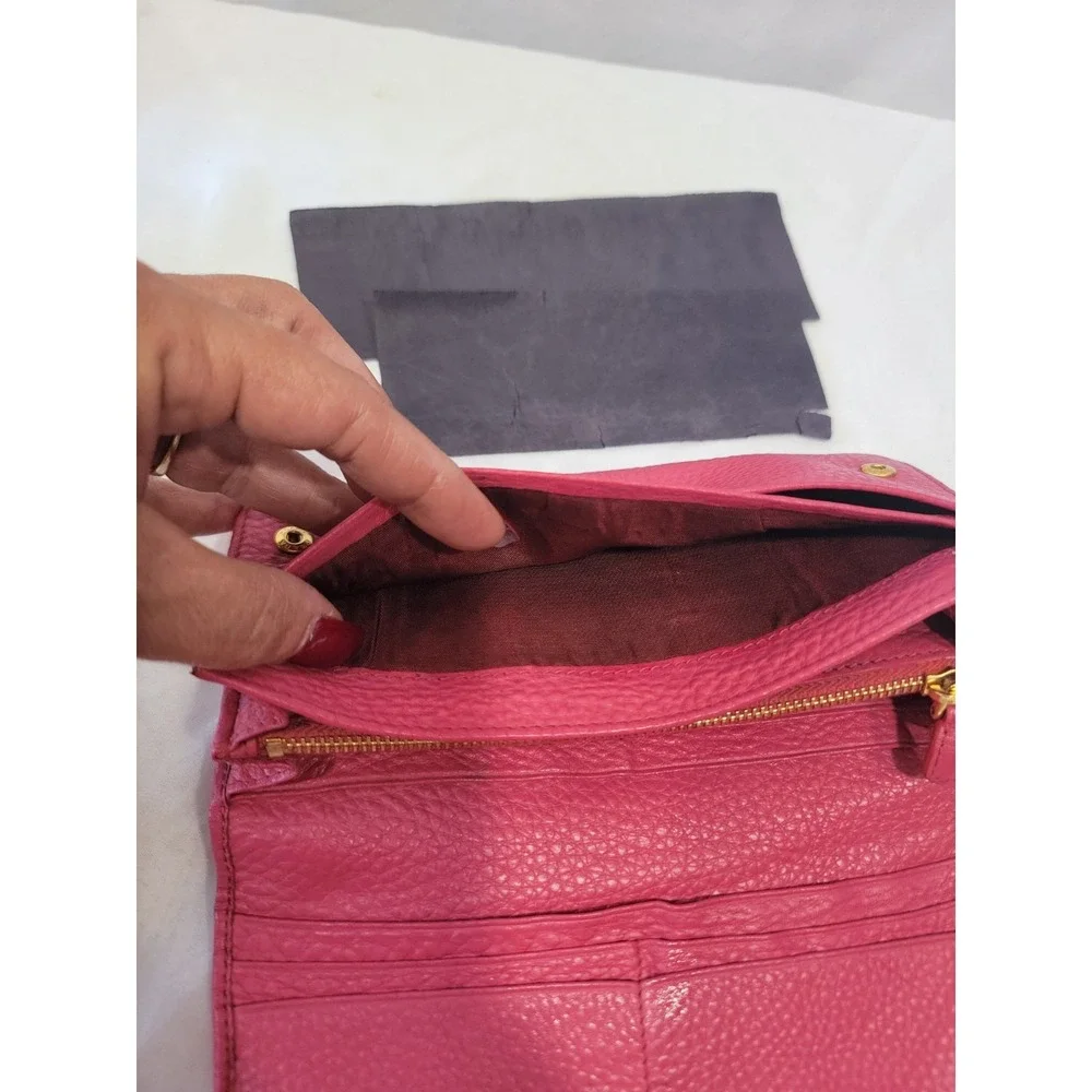 Prada Pink Pebbled Leather Continental Wallet CheckCheck Verified - Picture 10 of 16